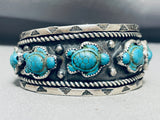 Turtle Turquoise Mind Boggling Vintage Native American Navajo Sterling Silver Bracelet-Nativo Arts