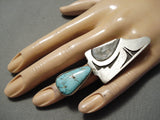 Huge Maiden Native American Turquoise Sterling Silver Ring-Nativo Arts