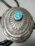 Exceptional Vintage Native American Navajo Sleeping Beauty Turquoise Sterling Silver Bolo-Nativo Arts