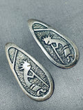 Impressive Vintage Native American Navajo Sterling Silver Kokopelli Earrings-Nativo Arts