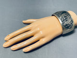 Dancing Kachina Signed Vintage Native American Navajo Sterling Silver Bracelet-Nativo Arts