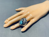 Big Buffalo Mens Native American Navajo Turquoise Sterling Silver Ring-Nativo Arts