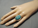 Native American Heavy Heavy!! Vintage Navajo Thick Sterling Silver Turquoise Ring Old-Nativo Arts