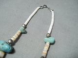 Native American Incredible Vintage Santo Domingo Old Kingman Turquoise Shell Necklace-Nativo Arts