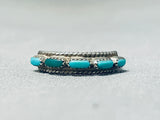 Wonderful Vintage Native American Zuni Blue Gem Turquoise Sterling Silver Ring-Nativo Arts
