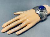 One Of The Best Vintage Native American Navajo Domed Lapis Sterling Silver Bracelet-Nativo Arts