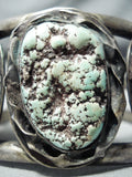 Authentic Best Vintage Native American Navajo Green Seafoam Turquoise Sterling Silver Bracelet-Nativo Arts