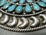 Important Vintage Native American Navajo Victor Moses Begay Turquoise Sterling Silver Pin Old-Nativo Arts