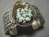 Opulent Vintage Native American Navajo #8 Turquoise Sterling Silver Bracelet Cuff Old-Nativo Arts