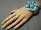 Huge Vintage Native American Navajo Easter Blue Turquoise Sterling Silver Tso Bracelet-Nativo Arts