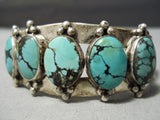 Authentic Vintage Native American Navajo Old Crow Springs Turquoise Sterling Silver Bracelet-Nativo Arts
