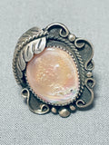 Cute Vintage Navajo Pink Shell Sterling Silver Native American Ring Old-Nativo Arts