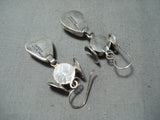 Exceptional Native American Navajo Pilot Mountain Turquoise Sterling Silver Earrings-Nativo Arts