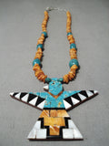 Native American One Of The Best Vintage Santo Domingo Turquoise Thunderbird Necklace-Nativo Arts
