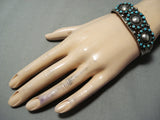 One Of Best Vintage Navajo/ Zuni Turquoise Snake Eyes Sterling Silver Bracelet-Nativo Arts