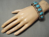 Opulent Vintage Native American Navajo Spiderweb Turquoise Sterling Silver Bracelet Old-Nativo Arts