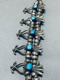 Authentic Vintage Native American Navajo Turquoise Sterling Silver Squash Blossom Necklace-Nativo Arts