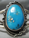 Incredible Deep Blue Turquoise Vintage Native American Navajo Sterling Silver Bracelet Old-Nativo Arts