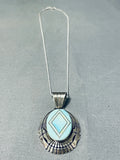 Striking Native American Navajo Blue Gem Turquoise Sterling Silver Necklace-Nativo Arts