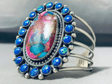 Glorious Native American Navajo Signed Multi Color Purple Opal Sterling Silver Bracelet-Nativo Arts
