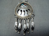 Rare Vintage Native American Zuni Turquoise Sterling Silver Sunface Necklace-Nativo Arts