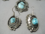 Quality Vintage Native American Navajo Cario Lake Turquoise Sterling Silver Necklace Old-Nativo Arts