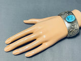 Double Dancing Kokopelli Vintage Native American Navajo Turquoise Sterling Silver Bracelet-Nativo Arts