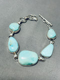 Superior Vintage Native American Navajo 5 Royston Turquoise Sterling Silver Bracelet-Nativo Arts