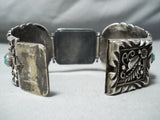 One Of The Best Biggest Vintage Native American Navajo Turquoise Sterling Silver Clasp Bracelet-Nativo Arts
