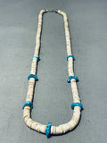 Native American Superb Vintage Santo Domingo Kingman Turquoise Shell Sterling Silver Necklace-Nativo Arts
