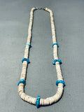 Native American Superb Vintage Santo Domingo Kingman Turquoise Shell Sterling Silver Necklace-Nativo Arts