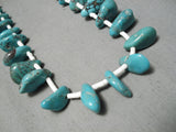 Rare Early Deposit Turquoise Vintage Native American Navajo White Heishi Necklace Old-Nativo Arts