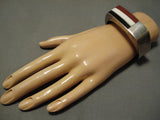 Impressive Vintage Native American Navajo Rare Inlay Sterling Silver Bracelet Old-Nativo Arts