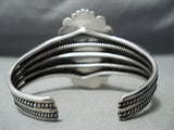 Detail Of Flanks Vintage Native American Navajo Domed Turquoise Sterling Silver Bracelet-Nativo Arts