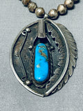 Beautiful Vintage Native American Navajo Old Morenci Turquoise Sterling Silver Necklace-Nativo Arts