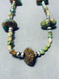 Very Rare Vintage Native American Navajo Chunky Royston Turquoise Sterling Silver Necklace-Nativo Arts