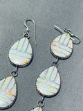 Gorgeous Native American Navajo Synth Opal Sterling Silver Dangle Earrings-Nativo Arts