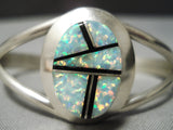 Amazing Vintage Native American Navajo Opal Inlay Sterling Silver Bracelet-Nativo Arts