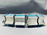 Native American Heavy Expert Workmanship Vintage Southwest Turquoise Sterling Silver Bracelet-Nativo Arts