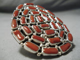 One Of The Biggest Native American Navajo Coral Sterling Silver Ring-Nativo Arts
