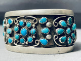Flowers Of Turquoise Vintage Native American Navajo Sterling Silver Bracelet-Nativo Arts