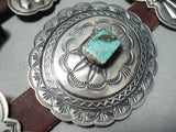 One Of Best Vintage Native American Navajo Green Turquoise Sterling Silver Concho Belt-Nativo Arts