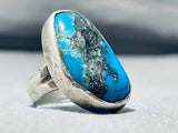 Rare Turquoise Vintage Native American Navajo Sterling Silver Chunky Ring-Nativo Arts