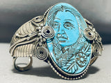 Important Vintage Francisco Gomez Hand Carved Turquoise Sterling Silver Bracelet-Nativo Arts