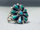 Incredible Vintage Native American Navajo Turquoise Cluster Sterling Silver Ring-Nativo Arts