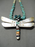 Native American Biggest Best Vintage Santo Domingo Turquoise Dragonfly Sterling Silver Necklace-Nativo Arts