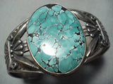 Early Vintage Native American Navajo Green Spiderweb Turquoise Sterling Silver Bracelet Old-Nativo Arts