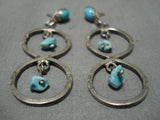 Exceptional Vintage Native American Navajo Turquoise Nugget Sterling Silver Earrings-Nativo Arts