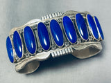 One Of The Best Vintage Native American Navajo Long Domed Lapis Sterling Silver Bracelet-Nativo Arts