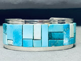Authentic Tommy Jackson Native American Navajo Turquoise Inlay Sterling Silver Bracelet-Nativo Arts